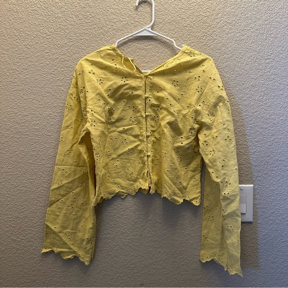 Free People Emma Eyelet Top talking Rose Small